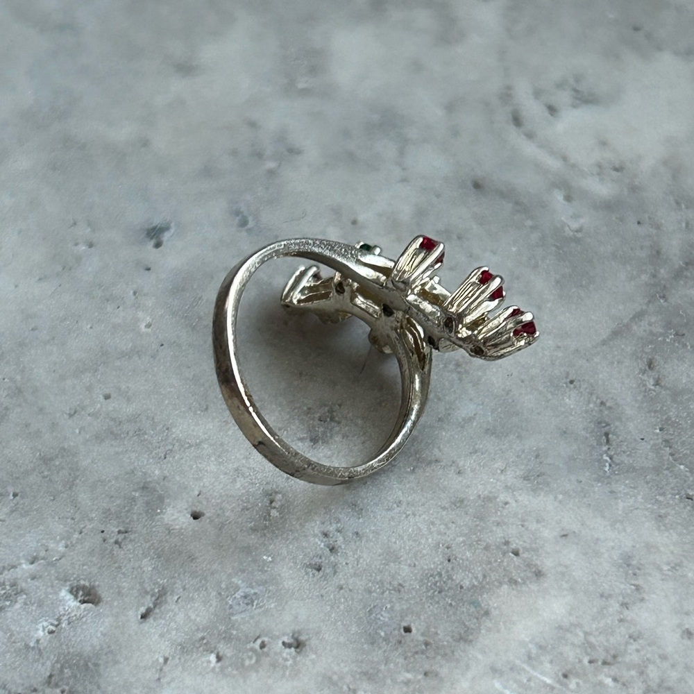 Vintage Ruby Emerald Ring, Simulated Stones, Gold… - image 7